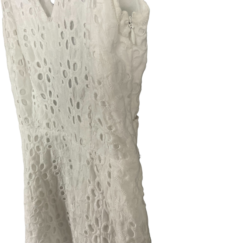 Victoria's Secret White Eyelet Lace Fit Flare Cut Out Fitted Sleeveless Dress 6 - Picture 3 of 13